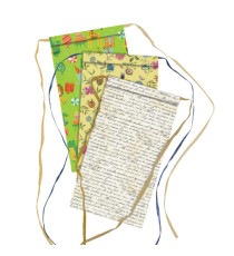 Sacchetto regalo - fantasie assortite - c/nastro rafia - 20 x 35 + 5 cm - carta - Rex Sadoch - conf. 3pz