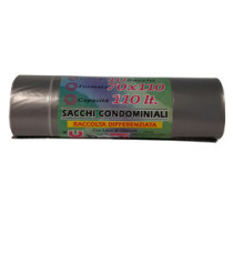 Sacchi - 70 x 110 cm - 110 L - 22 micron - MDPE/HDPE - grigio trasparente - Rolsac - conf. 10 pezzi
