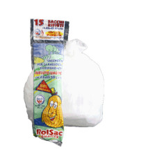 Sacchi bio - 42 x 45 cm - 15 L - 17 micron - bianco - Rolsac - conf. 15 pezzi