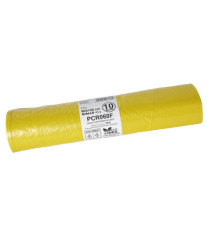 Sacco rifiuti - PCR - 90 x 120 cm - 120 L - 60 gr - giallo -Bio Extrusion - conf. 10 pezzi