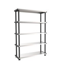 Scaffale - 5 ripiani - 119 x 45 x 185 cm - PPL /metallo - grigio/nero - Terry