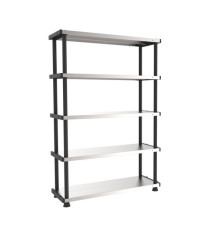 Scaffale - 5 ripiani - 119 x 45 x 185 cm - PPL /metallo - grigio/nero - Terry