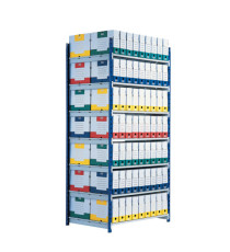 Scaffale RANG'ECO - modulo base - 5 ripiani - 100 x 70 x 200 cm - grigio - Paperflow