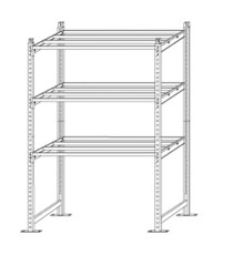 Scaffale Rang'Eco300 - modulo base - 3 ripiani - portata ripiano 300 kg - 100 x 60 x 200 cm - acciaio - grigio/blu - Pap