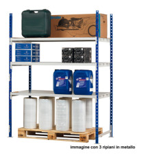 Scaffale Rang'Eco300 - modulo base - 3 ripiani - portata ripiano 300 kg - 100 x 60 x 200 cm - acciaio - grigio/blu - Pap