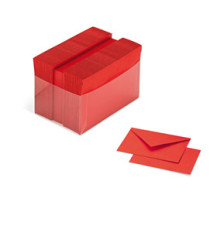 Scatola 100 cartoncini (200gr) + 100 buste (90gr) - rosso - formato 9 - Favini