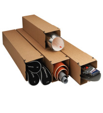 Scatola a tubo Square Box - chiusura strip - 10,5 x 10,5 x 43,5 cm - cartone microonda - avana - Bong Packaging - conf.