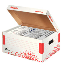 Scatola container Speedbox - Small - 25,2 x 35,5cm -  dorso 19,3 cm - bianco e rosso - Esselte