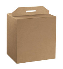 Scatola panettone + bottiglia - liscio - 33 x 25 x 35 cm - avana - Scotton