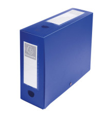 Scatola per archivio box - con bottone - 25 x 33 cm - dorso 10 cm - blu - Exacompta