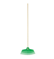Scopa 25 denti - per erba e foglie - con manico in legno - 47 x 165 cm - Verdemax