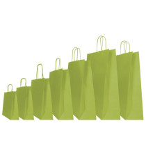 Shopper Twisted - maniglie cordino - 14 x 9 x 20 cm - carta kraft - verde fagiolo - Mainetti Bags - conf. 25 pezzi