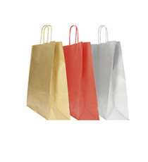 Shopper Twisted - maniglie cordino - 22 x 10 x 29 cm - carta kraft - mix Natale - Mainetti Bags - conf. 25 pezzi