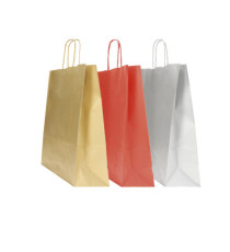 Shopper Twisted - maniglie cordino - 22 x 10 x 29 cm - carta kraft - mix Natale - Mainetti Bags - conf. 25 pezzi