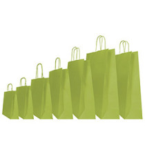 Shopper Twisted - maniglie cordino - 22 x 10 x 29 cm - carta kraft - verde fagiolo - Mainetti Bags - conf. 25 pezzi