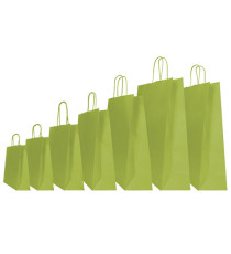 Shopper Twisted - maniglie cordino - 22 x 10 x 29 cm - carta kraft - verde fagiolo - Mainetti Bags - conf. 25 pezzi