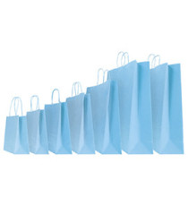 Shopper Twisted - maniglie cordino - 45 x 15 x 50 cm - carta kraft - azzurro - Mainetti Bags - conf. 25 pezzi
