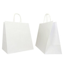 Shopper Twisted Large - maniglie cordino - 28 x 17 x 29 cm - carta kraft - bianco - Mainetti Bags - conf. 25 pezzi