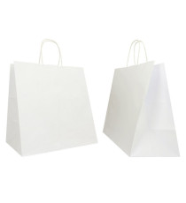 Shopper Twisted Large - maniglie cordino - 28 x 17 x 29 cm - carta kraft - bianco - Mainetti Bags - conf. 25 pezzi