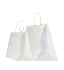 Shopper Twisted XLarge - maniglie cordino ritorto - 32 x 23 x 35 cm - carta kraft - bianco - Mainetti Bags - conf. 25 pe