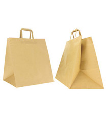 Shoppers Flat Maxi - maniglie piattina - 36 x 32 x 36 cm - carta kraft - avana - Mainetti Bags - conf. 150 pezzi
