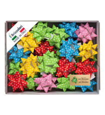 Stelle di nastro ecocarta - 15 mm x diam. 6,5 cm - fantasie assortite - Brizzolari - conf. 50 pezzi