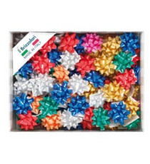 Stelle di nastro liscio 6800 - 10 mm x diam. 5 cm - colori natalizi assortiti - Brizzolari - conf. 100 pezzi