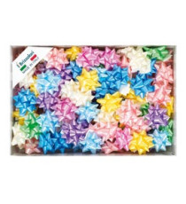 Stelle di nastro liscio 6800 - 14 mm - diam. 6,5cm - colori primaverili assortiti - Brizzolari - conf. 100 pezzi