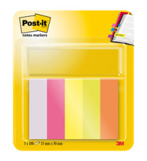 Segnapagina Post-it in carta - 670-5 - 15 x 50 mm - 5 colori Neon - Post-it - conf. 500 pezzi