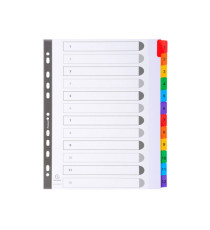 Separatore numerico 1/12 - cartoncino bianco 160 gr - tasti colorati - A4 maxi - Exacompta