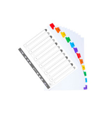 Separatore numerico 1/12 - cartoncino bianco 160 gr - tasti colorati - A4 maxi - Exacompta