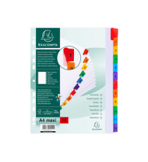Separatore numerico 1/12 - cartoncino bianco 160 gr - tasti colorati - A4 maxi - Exacompta