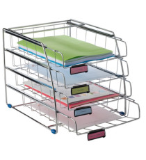 Set da 4 vaschette scorrevoli - 31,5 x 39 x 31,5 cm - vaschette 6,5 cm - metallo - Alba