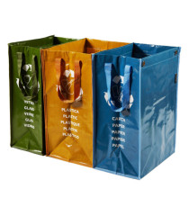 Set Ricicla Bag - 3 contenitori - misure assortite - verde/ocra/blu - Perfetto
