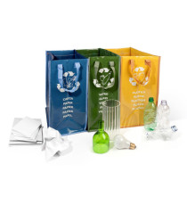 Set Ricicla Bag - 3 contenitori - misure assortite - verde/ocra/blu - Perfetto