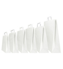 Shopper - maniglia piattina - 18 x 8 x 25 cm - carta kraft - bianco - Mainetti Bags - conf. 25 pezzi