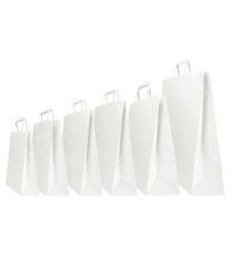Shopper - maniglia piattina - 18 x 8 x 25 cm - carta kraft - bianco - Mainetti Bags - conf. 25 pezzi