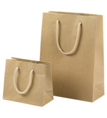 Shopper - maniglie cordino cotone - 27 x 37 + 12 cm - 160 gr - carta kraft - avana - PNP - conf. 12 pezzi