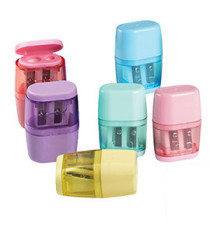Temperino Colorosa Pastel - con serbatoio - 2 fori - colori assortiti - RiPlast - conf. 18 pezzi