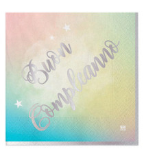 Tovagliolo Soft Rainbow - Buon Compleanno - 33 x 33 cm - carta - Big Party - conf. 20 pezzi