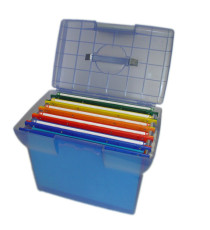 Valigetta Arianna - blu traslucido - con 5 cartelle sospese Joker interasse 33 cm - 37x25x30 cm - colori assortiti - Ber