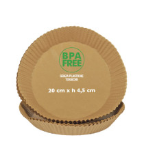 Vaschette cartaforno per friggitrice ad aria - in astuccio - diametro 20 cm - altezza 4,5 cm - avana - Perfetto Kitchen