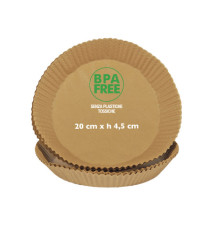 Vaschette cartaforno per friggitrice ad aria - in busta - diametro 20 cm - altezza 4,5 cm - avana - Perfetto Kitchen - c