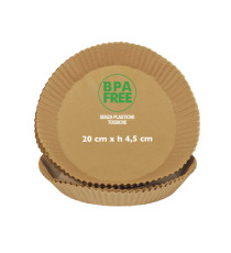 Vaschette cartaforno per friggitrice ad aria - in busta - diametro 20 cm - altezza 4,5 cm - avana - Perfetto Kitchen - c