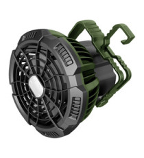 Ventilatore portatile - da campeggio - con luce LED - diametro 10 cm - 16 x 14 x 16,5 cm - Melchioni family