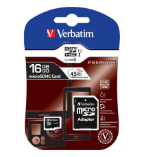 Verbatim - Micro SDHC Classe 10 fino a 45mb/sec - 44082 - 16GB
