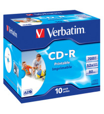 Verbatim - Scatola 10 CD-R DataLife Plus - Jewel Case - 1X-52X - stampabile inkjet - 43325 - 700MB