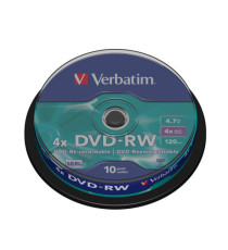 Verbatim - Scatola 10 DVD-RW - serigrafato - 43552 - 4,7GB