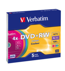 Verbatim - Scatola 5 DVD+RW - colore - 43297 - 4,7GB