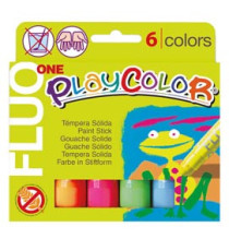 Tempera solida in stick Playcolor - 10 gr - colori fluo - Instant - astuccio 6 stick fluo